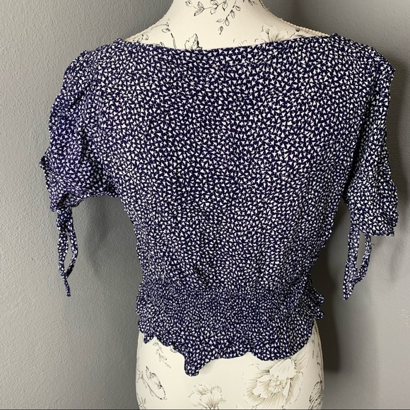 Maeve Anthropologie Blue Geometric Crop Top Large - Picture 4 of 6